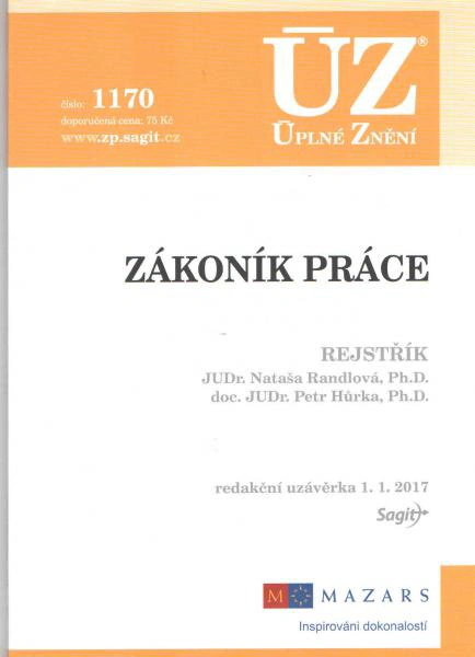 ÚZ č.1170 Zákoník práce 2017 Nakladatelství Sagit