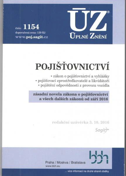 ÚZ č.1154 Pojišťovnictví 2016 Nakladatelství Sagit ÚZ č.1154 Pojišťovnictví 2016 Nakladatelství Sagit