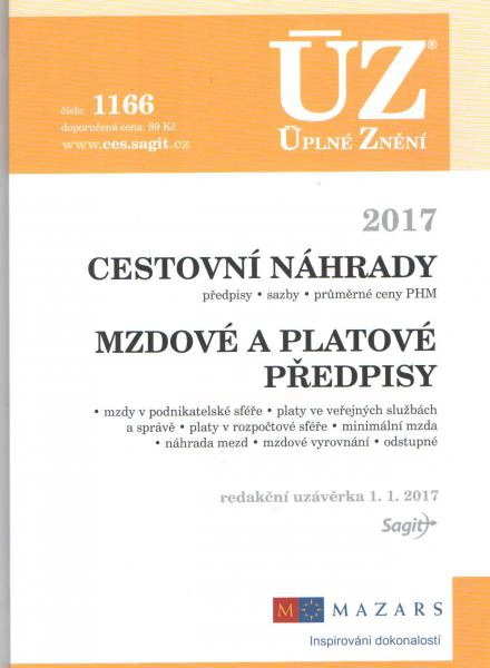 ÚZ č.1166 Cestovní náhrady 2017 Nakladatelství Sagit
