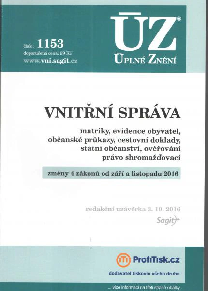 ÚZ č.1153 Vnitřní správa 2016 Nakladatelství Sagit ÚZ č.1153 Vnitřní správa 2016 Nakladatelství Sagit