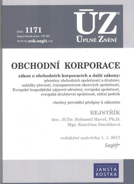 ÚZ č.1171 Obchodní korporace 2017 Nakladatelství Sagit ÚZ č.1171 Obchodní korporace 2017 Nakladatelství Sagit