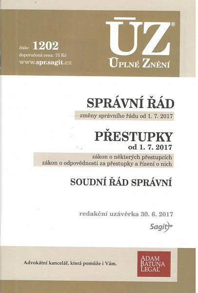 ÚZ č.1202 Správní řád, Přestupky 2017 Nakladatelství Sagit