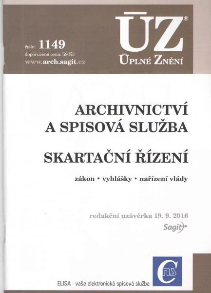 ÚZ č.1149 Archivnictví 2016 Nakladatelství Sagit
