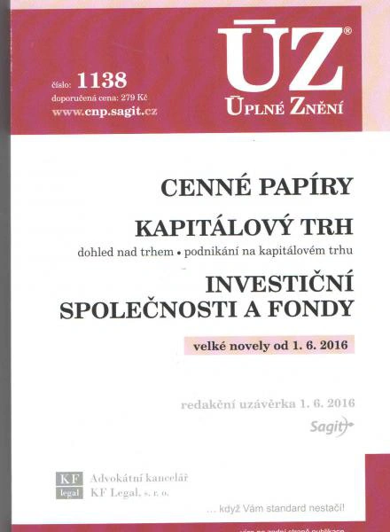 ÚZ č.1138 Cenné papíry 2016 Nakladatelství Sagit