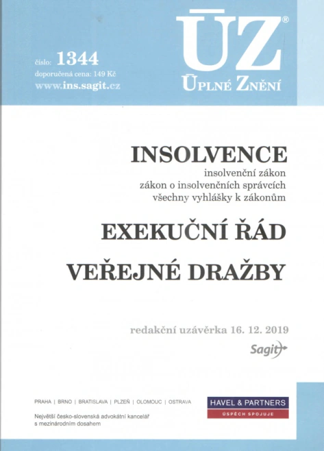 ÚZ č.1344 Insolvence, Exekuční řád, Veřejné dražby Nakladatelství Sagit