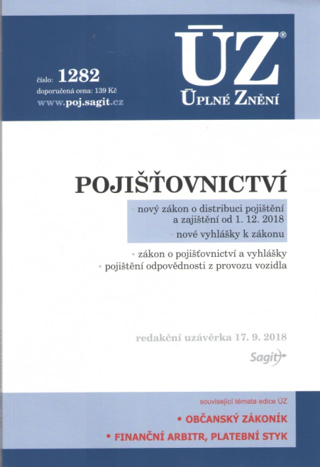 ÚZ č.1282 Pojišťovnictví, pojištění odpovědnosti z provozu vozidla Nakladatelství Sagit