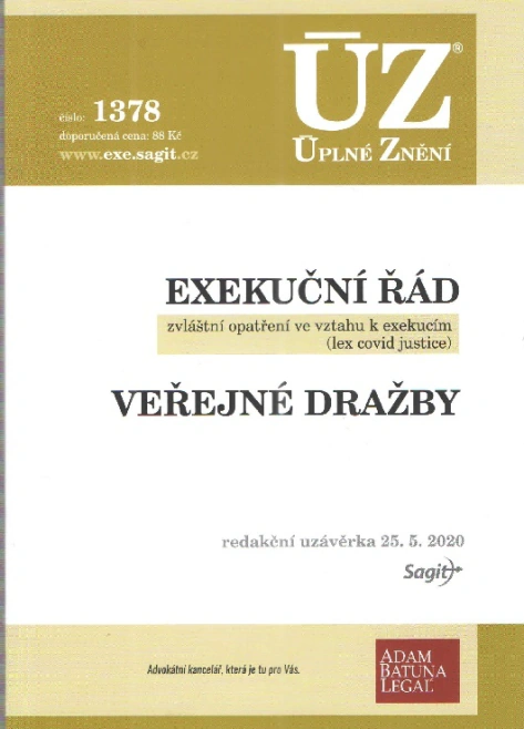 ÚZ č.1378 Exekuční řád, veřejné dražby Nakladatelství Sagit ÚZ č.1378 Exekuční řád, veřejné dražby Nakladatelství Sagit