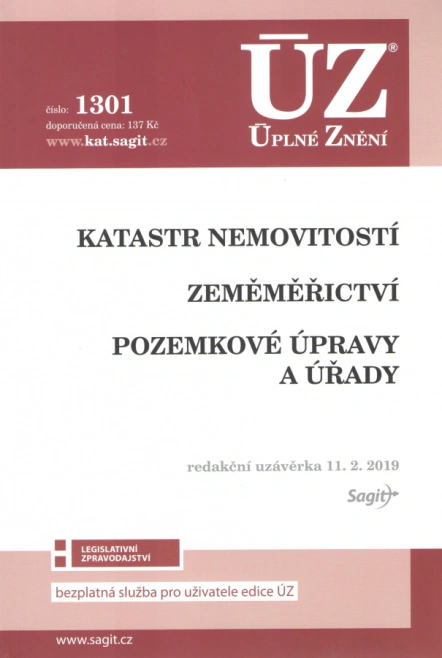 ÚZ č.1301 Katastr nemovitostí, Zeměměřictví, Pozemkové úpravy a úřady Nakladatelství Sagit