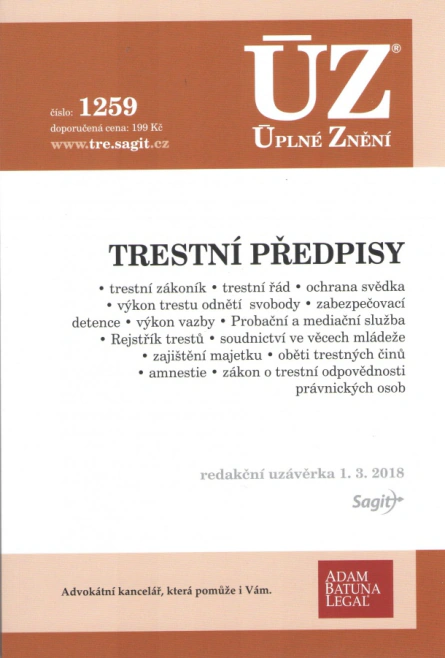 ÚZ č.1259 Trestní předpisy Nakladatelství Sagit