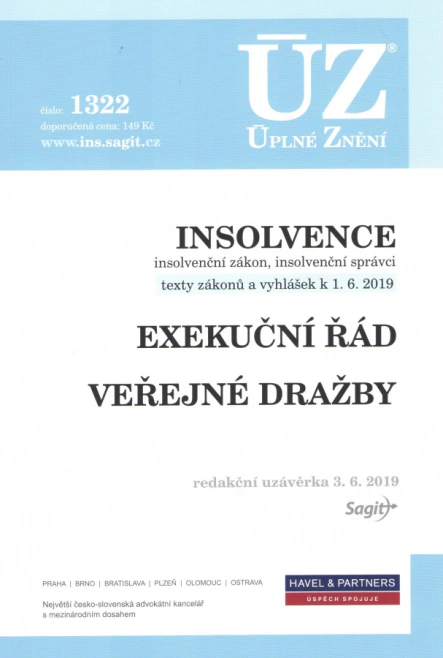 ÚZ č.1322 Insolvence, Exekuční řád, Veřejné dražby Nakladatelství Sagit