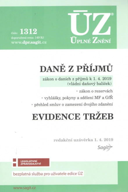 ÚZ č.1312 Daně z příjmů, evidence tržeb Nakladatelství Sagit