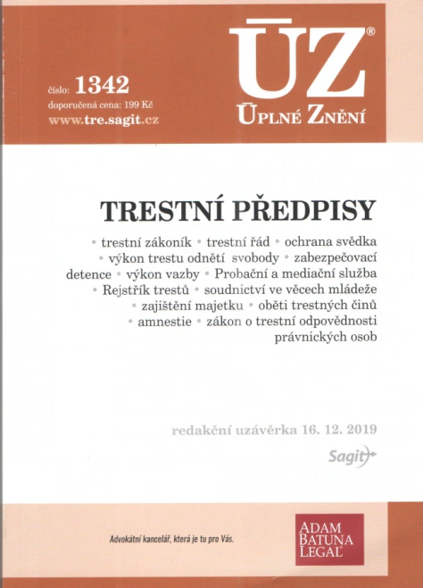 ÚZ č.1342 Trestní předpisy Nakladatelství Sagit ÚZ č.1342 Trestní předpisy Nakladatelství Sagit