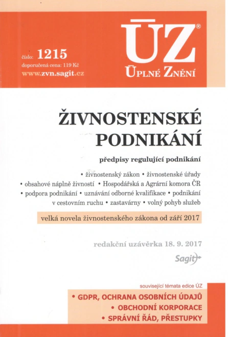 ÚZ č.1215 Živnostenské podnikání Nakladatelství Sagit ÚZ č.1215 Živnostenské podnikání Nakladatelství Sagit