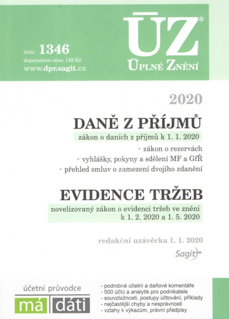 ÚZ č.1346 Daně z příjmů, evidence tržeb 2020 Nakladatelství Sagit