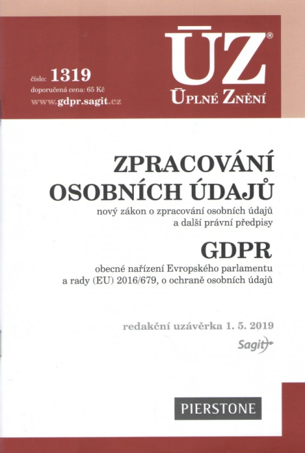 ÚZ č.1319 Zpracování osobních údajů, GDPR Nakladatelství Sagit