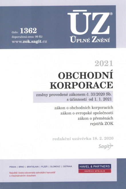 ÚZ č.1362 Obchodní korporace Nakladatelství Sagit