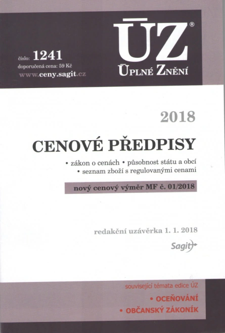 ÚZ č.1241 Cenové předpisy 2018 Nakladatelství Sagit