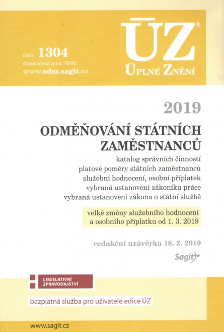 ÚZ č.1304 Odměňování státních zaměstnanců, 2019 Nakladatelství Sagit