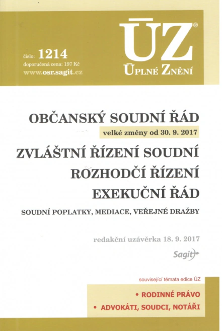 ÚZ č.1214 Občanský soudní řád Nakladatelství Sagit ÚZ č.1214 Občanský soudní řád Nakladatelství Sagit