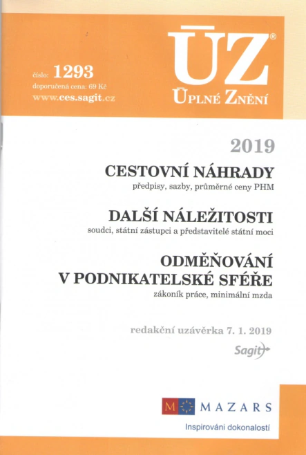 ÚZ č.1293 Cestovní náhrady, Odměňování v podnikatelské sféře 2019 Nakladatelství Sagit