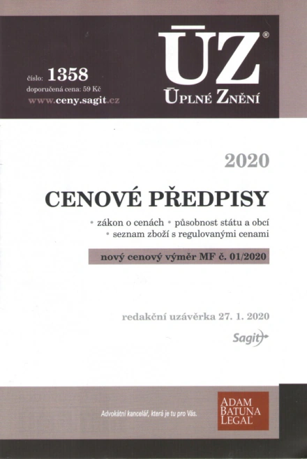 ÚZ č.1358 Cenové předpisy 2020 Nakladatelství Sagit